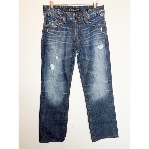 AFFLICTION COOPER RELAXED BOOT CUT BLUE JEANS Size Mens 32 - Picture 1 of 7